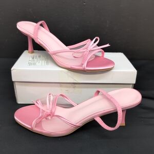 Shein Mesh Butterfly Bow Women's Mule Heel Sandals Size CN 41 Pink